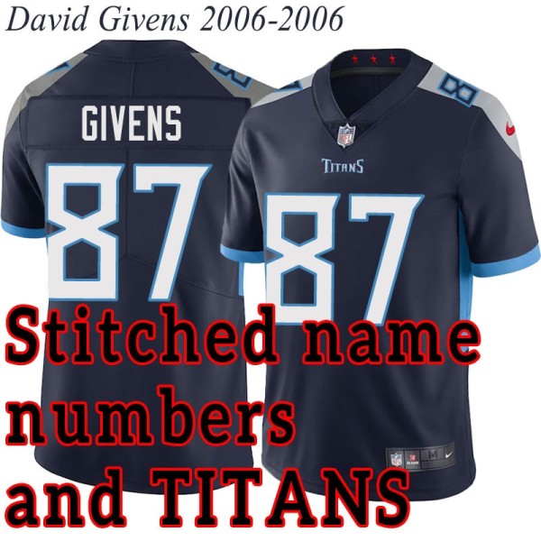 Navy Home David Givens Jersey Tennessee Titans #87