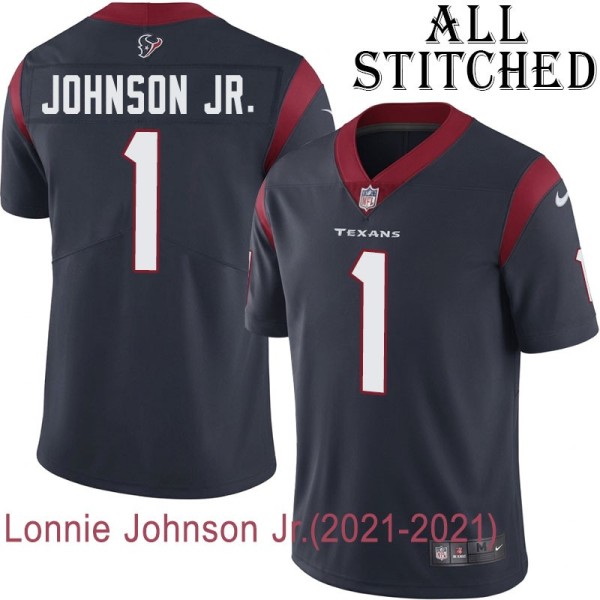 Navy Home Embroidered Lonnie Johnson Jr. Jersey Houston Texans #1 Stitched Jerseys