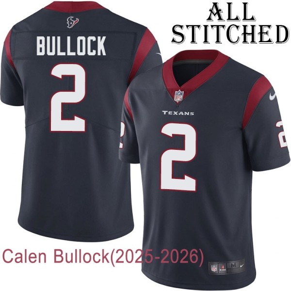 Navy Home Embroidered Calen Bullock Jersey Houston Texans #2 Stitched Jerseys