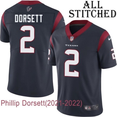 Navy Home Embroidered Phillip Dorsett Jersey Houston Texans #2 Stitched Jerseys