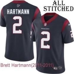 Navy Home Embroidered Brett Hartmann Jersey Houston Texans #2 Stitched Jerseys