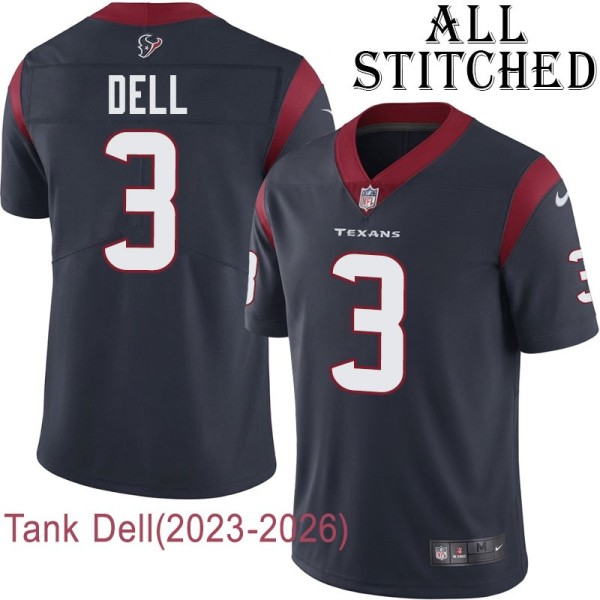 Navy Home Embroidered Tank Dell Jersey Houston Texans #3 Stitched Jerseys