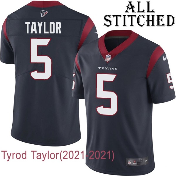Navy Home Embroidered Tyrod Taylor Jersey Houston Texans #5 Stitched Jerseys