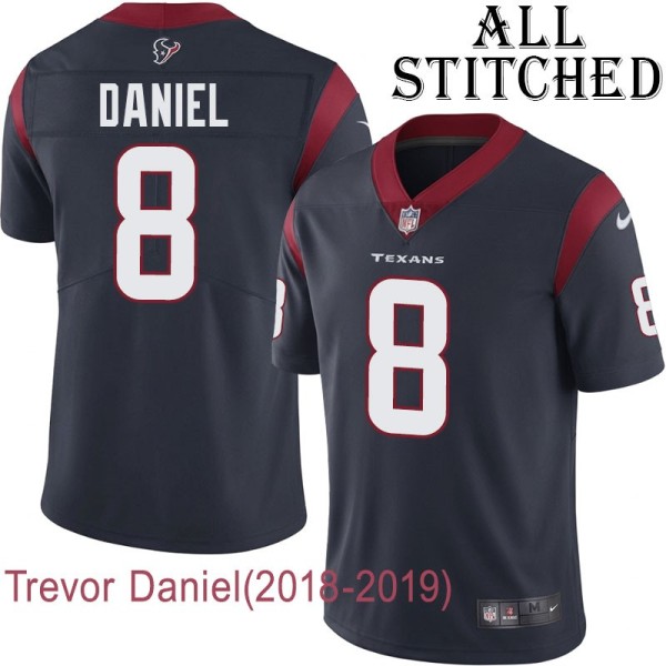 Navy Home Embroidered Trevor Daniel Jersey Houston Texans #8 Stitched Jerseys