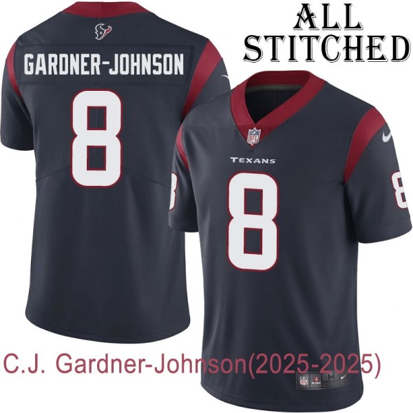 Navy Home Embroidered C.J. Gardner-Johnson Jersey Houston Texans #8 Stitched Jerseys