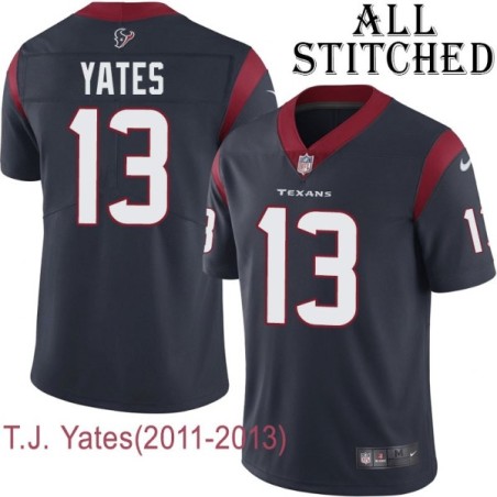 Navy Home Embroidered T.J. Yates Jersey Houston Texans #13 Stitched Jerseys