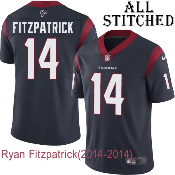 Navy Home Embroidered Ryan Fitzpatrick Jersey Houston Texans #14 Stitched Jerseys