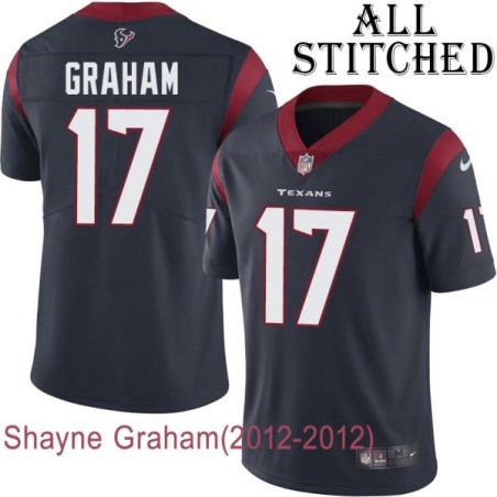Navy Home Embroidered Shayne Graham Jersey Houston Texans #17 Stitched Jerseys