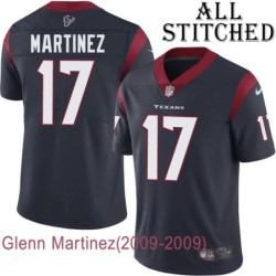Navy Home Embroidered Glenn Martinez Jersey Houston Texans #17 Stitched Jerseys