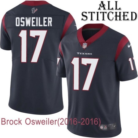 Navy Home Embroidered Brock Osweiler Jersey Houston Texans #17 Stitched Jerseys