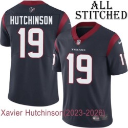 Navy Home Embroidered Xavier Hutchinson Jersey Houston Texans #19 Stitched Jerseys