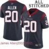 Navy Home Embroidered James Allen Jersey Houston Texans #20 Stitched Jerseys
