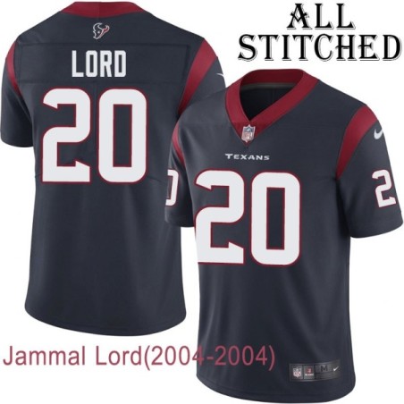 Navy Home Embroidered Jammal Lord Jersey Houston Texans #20 Stitched Jerseys