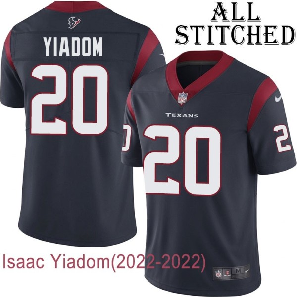 Navy Home Embroidered Isaac Yiadom Jersey Houston Texans #20 Stitched Jerseys