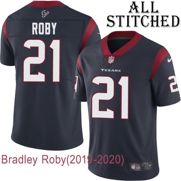 Navy Home Embroidered Bradley Roby Jersey Houston Texans #21 Stitched Jerseys