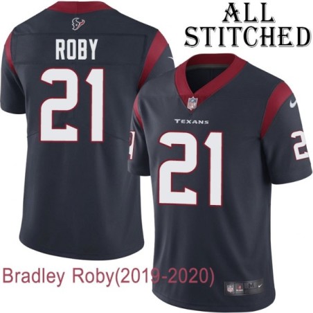 Navy Home Embroidered Bradley Roby Jersey Houston Texans #21 Stitched Jerseys