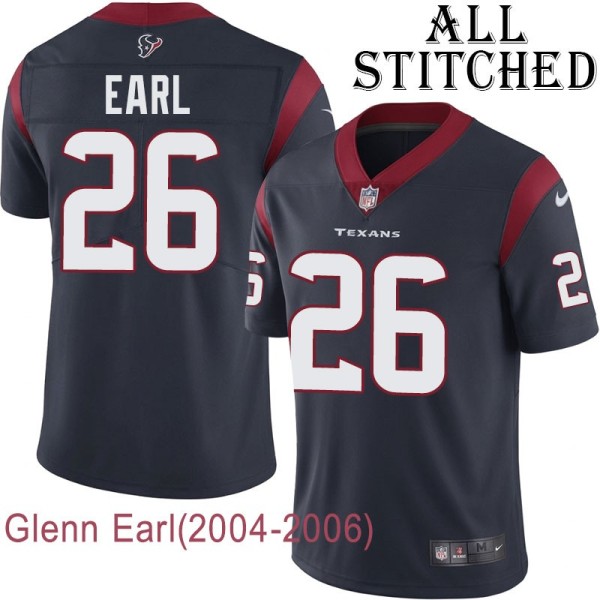 Navy Home Embroidered Glenn Earl Jersey Houston Texans #26 Stitched Jerseys