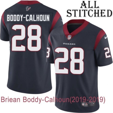 Navy Home Embroidered Briean Boddy-Calhoun Jersey Houston Texans #28 Stitched Jerseys