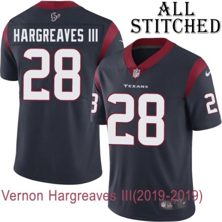 Navy Home Embroidered Vernon Hargreaves III Jersey Houston Texans #28 Stitched Jerseys