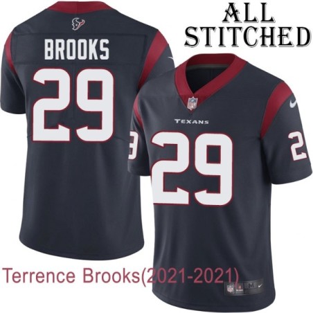 Navy Home Embroidered Terrence Brooks Jersey Houston Texans #29 Stitched Jerseys