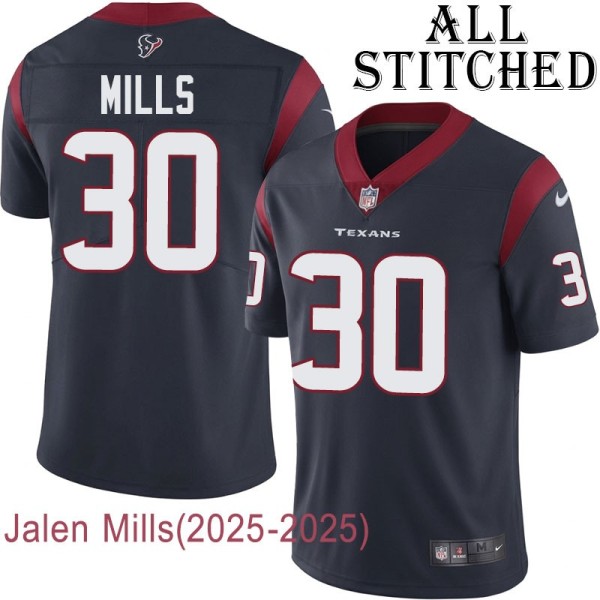 Navy Home Embroidered Jalen Mills Jersey Houston Texans #30 Stitched Jerseys