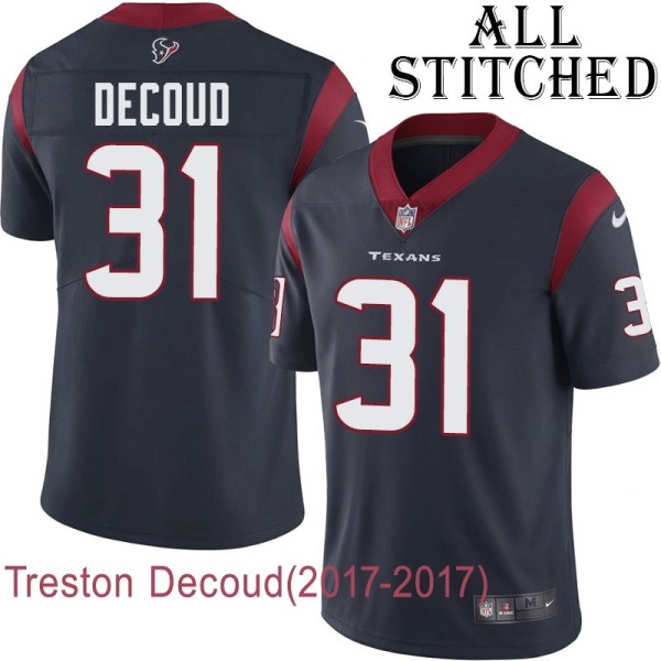 Navy Home Embroidered Treston Decoud Jersey Houston Texans #31 Stitched Jerseys