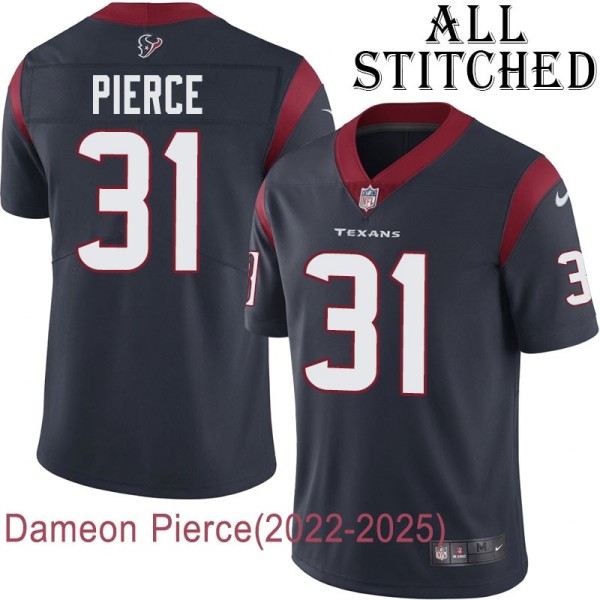 Navy Home Embroidered Dameon Pierce Jersey Houston Texans #31 Stitched Jerseys