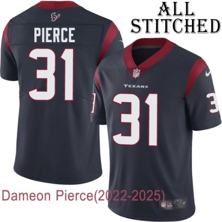 Navy Home Embroidered Dameon Pierce Jersey Houston Texans #31 Stitched Jerseys
