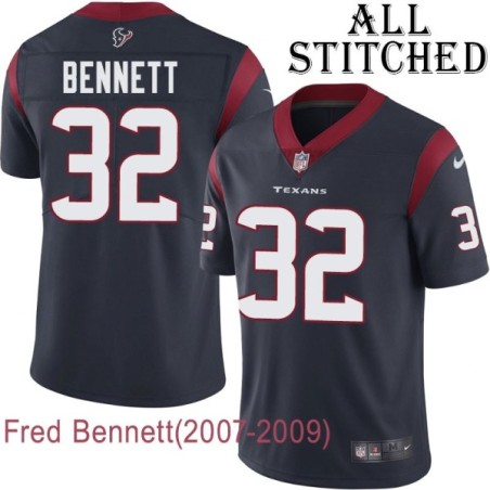 Navy Home Embroidered Fred Bennett Jersey Houston Texans #32 Stitched Jerseys