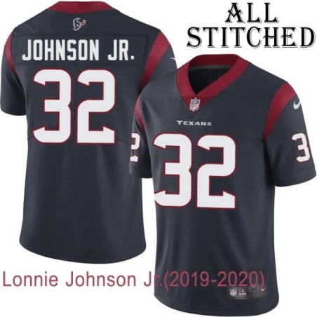 Navy Home Embroidered Lonnie Johnson Jr. Jersey Houston Texans #32 Stitched Jerseys