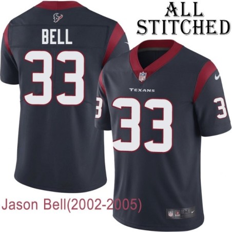 Navy Home Embroidered Jason Bell Jersey Houston Texans #33 Stitched Jerseys