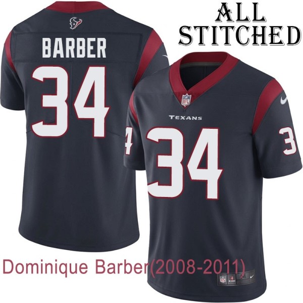 Navy Home Embroidered Dominique Barber Jersey Houston Texans #34 Stitched Jerseys
