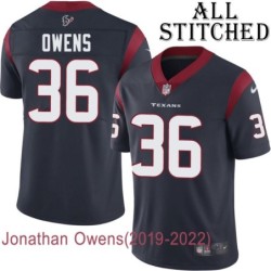 Navy Home Embroidered Jonathan Owens Jersey Houston Texans #36 Stitched Jerseys