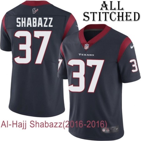 Navy Home Embroidered Al-Hajj Shabazz Jersey Houston Texans #37 Stitched Jerseys
