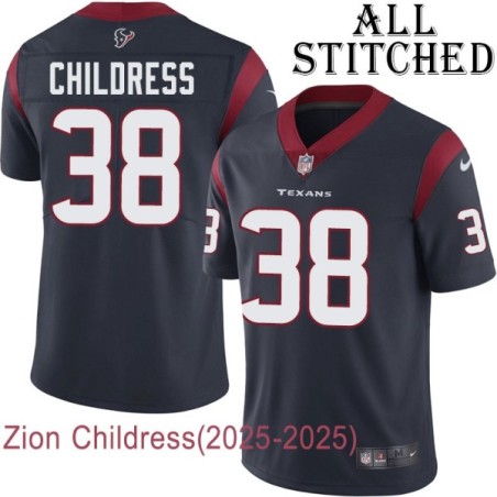 Navy Home Embroidered Zion Childress Jersey Houston Texans #38 Stitched Jerseys