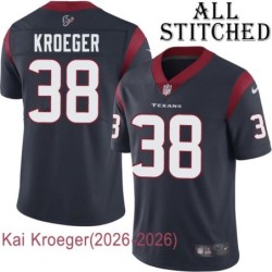 Navy Home Embroidered Kai Kroeger Jersey Houston Texans #38 Stitched Jerseys