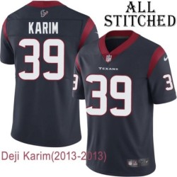 Navy Home Embroidered Deji Karim Jersey Houston Texans #39 Stitched Jerseys