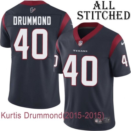 Navy Home Embroidered Kurtis Drummond Jersey Houston Texans #40 Stitched Jerseys