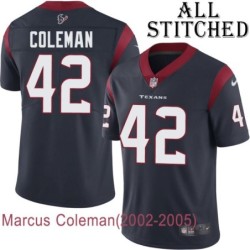 Navy Home Embroidered Marcus Coleman Jersey Houston Texans #42 Stitched Jerseys