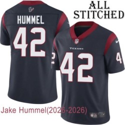 Navy Home Embroidered Jake Hummel Jersey Houston Texans #42 Stitched Jerseys