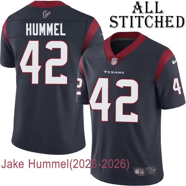 Navy Home Embroidered Jake Hummel Jersey Houston Texans #42 Stitched Jerseys