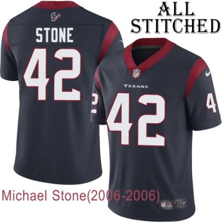 Navy Home Embroidered Michael Stone Jersey Houston Texans #42 Stitched Jerseys