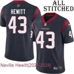 Navy Home Embroidered Neville Hewitt Jersey Houston Texans #43 Stitched Jerseys