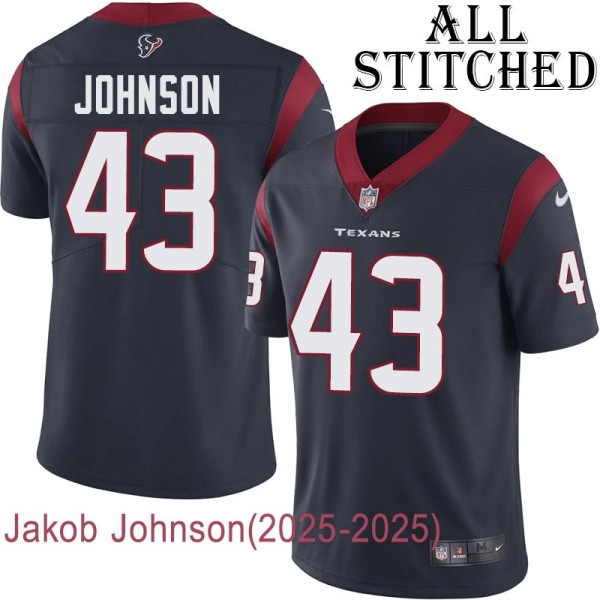 Navy Home Embroidered Jakob Johnson Jersey Houston Texans #43 Stitched Jerseys
