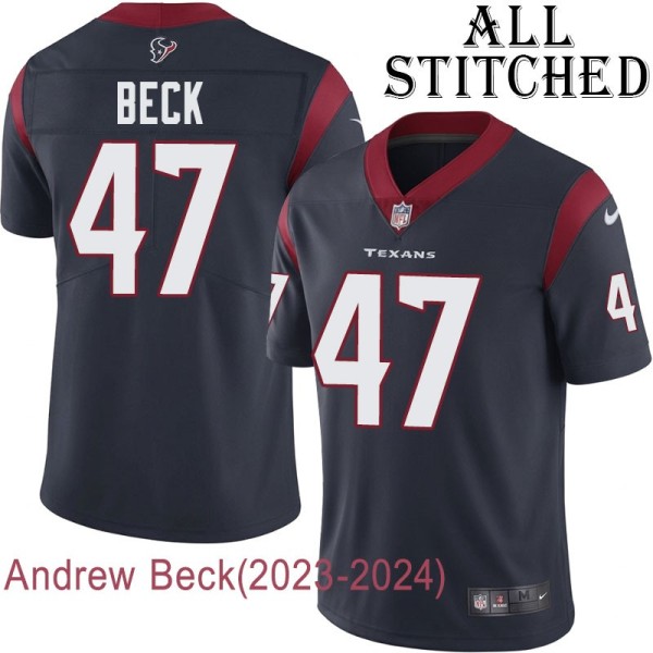 Navy Home Embroidered Andrew Beck Jersey Houston Texans #47 Stitched Jerseys