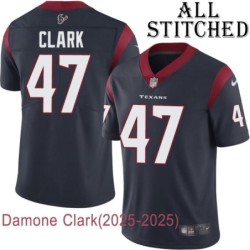 Navy Home Embroidered Damone Clark Jersey Houston Texans #47 Stitched Jerseys