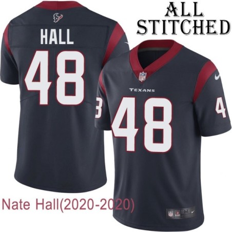 Navy Home Embroidered Nate Hall Jersey Houston Texans #48 Stitched Jerseys