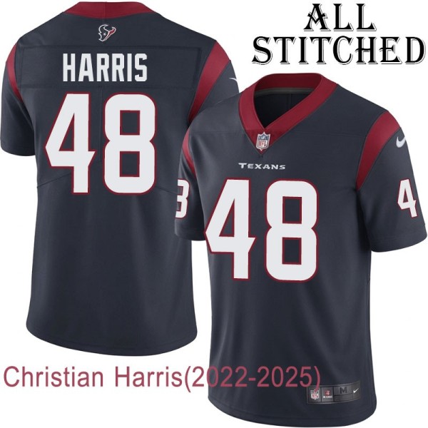 Navy Home Embroidered Christian Harris Jersey Houston Texans #48 Stitched Jerseys