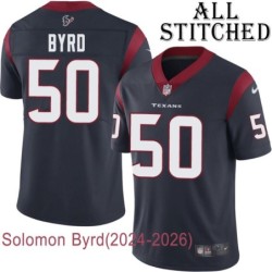 Navy Home Embroidered Solomon Byrd Jersey Houston Texans #50 Stitched Jerseys