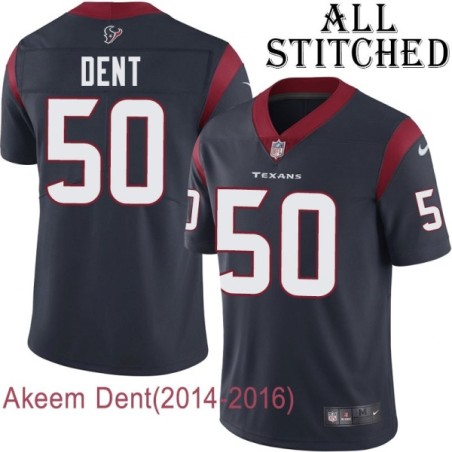 Navy Home Embroidered Akeem Dent Jersey Houston Texans #50 Stitched Jerseys